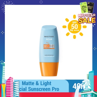 MISTINE Aqua Multi-Care Matte & Light Ultra Protection Facial Sunscreen Pro SPF50 PA++++ 40ml