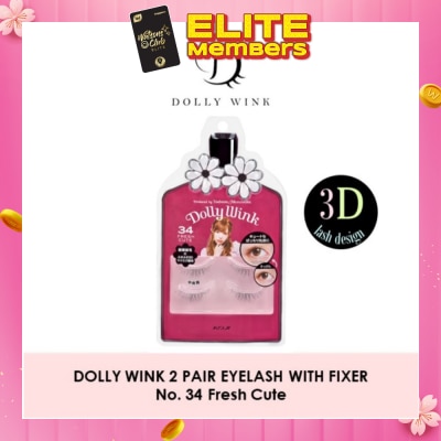 DOLLY WINK Eyelash With Fixer 34 Fresh Cute 2s