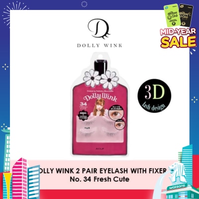 DOLLY WINK Eyelash With Fixer 34 Fresh Cute 2s