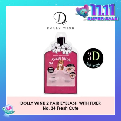 DOLLY WINK Eyelash With Fixer 34 Fresh Cute 2s
