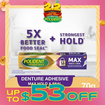 POLIDENT Power Max Hold & Seal Denture Adhesive Cream 70g