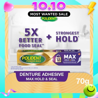 POLIDENT Power Max Hold & Seal Denture Adhesive Cream 70g image