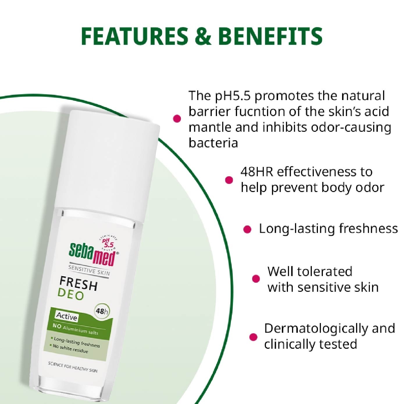 Fresh Deodorant Spray Active (No Alumunium Salt & Suitable For Sensitive Skin) 75ml image