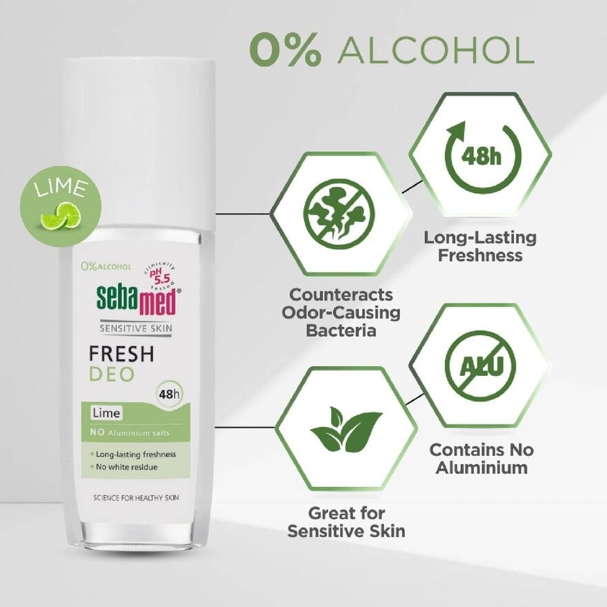 Fresh Deodorant Spray Lime (No Alumunium Salts, 0% Alcohol & Suitable For Sensitive Skin) 75ml