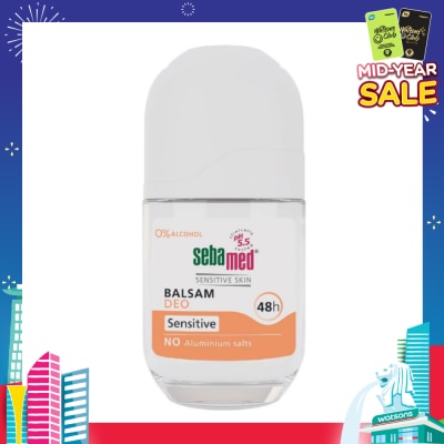 SEBAMED Balsam Deodorant Roll-On Sensitive (No Alumunium Salts, 0% Alcohol & Suitable For Sensitive Skin) 50ml