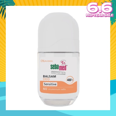 SEBAMED Balsam Deodorant Roll-On Sensitive (No Alumunium Salts, 0% Alcohol & Suitable For Sensitive Skin) 50ml