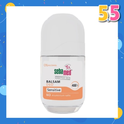 SEBAMED Balsam Deodorant Roll-On Sensitive (No Alumunium Salts, 0% Alcohol & Suitable For Sensitive Skin) 50ml