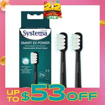 SYSTEMA Smart Ex Power Replaceable Brush Head For Rechargeable Electric Toothbrush (Refill & Compatile With Systema Smart EX Power Only) 2s
