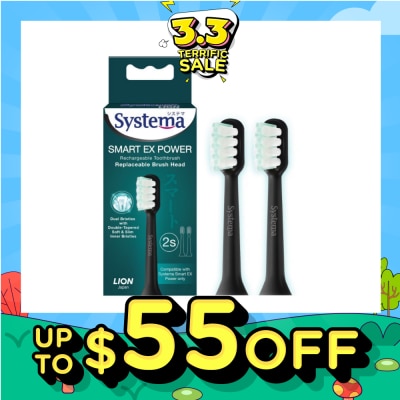 SYSTEMA Smart Ex Power Replaceable Brush Head For Rechargeable Electric Toothbrush (Refill & Compatile With Systema Smart EX Power Only) 2s