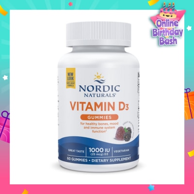 NORDIC NATURALS Vitamin D3 Gummies  (Support Healthy Bones + Immune System Function) 60s