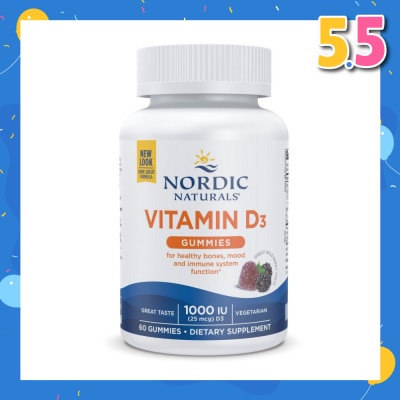 NORDIC NATURALS Vitamin D3 Gummies  (Support Healthy Bones + Immune System Function) 60s