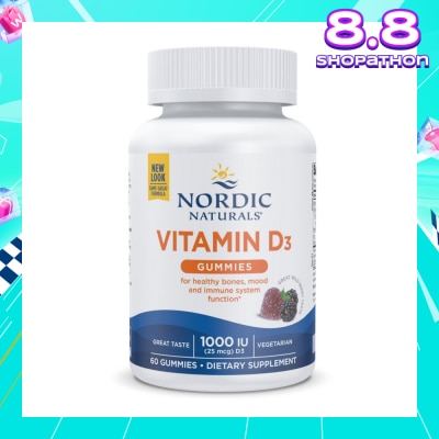 NORDIC NATURALS Vitamin D3 Gummies  (Support Healthy Bones + Immune System Function) 60s