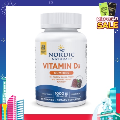 NORDIC NATURALS Vitamin D3 Gummies  (Support Healthy Bones + Immune System Function) 60s