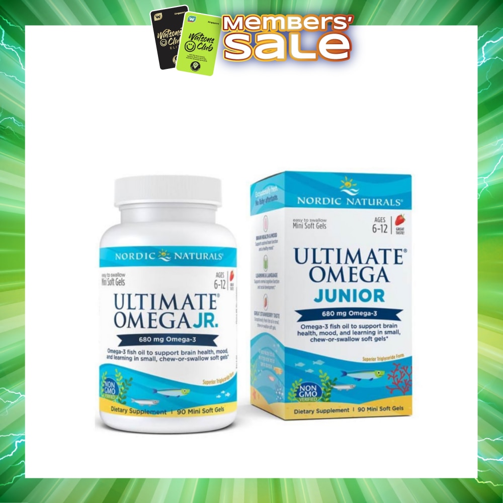 Ultimate Omega Junior Dietary Supplment Mini Softgel Strawberry Flavor Suitable for Kids Age 6 to 12yrs old (To Support Brain Health Mood & Learning) 90s