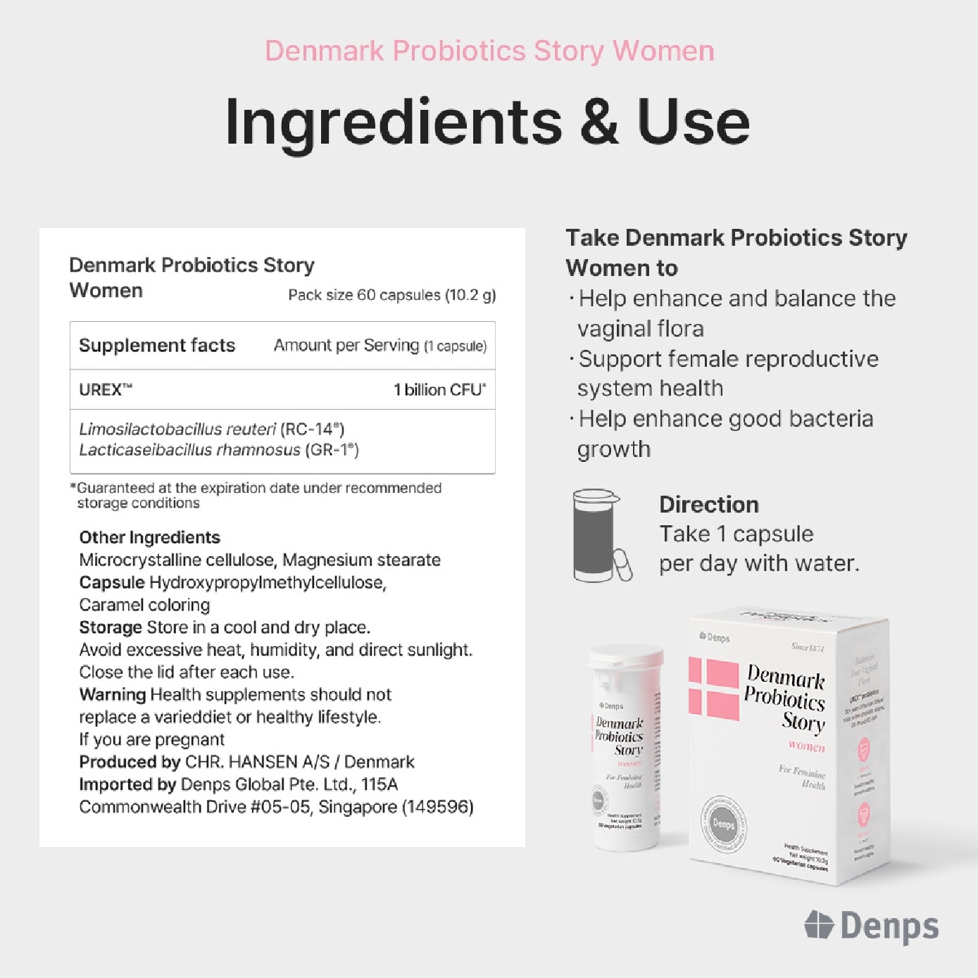 [CNY] Denmark Probiotics Story Women for Feminine Health Vegetarian Capsule 60s