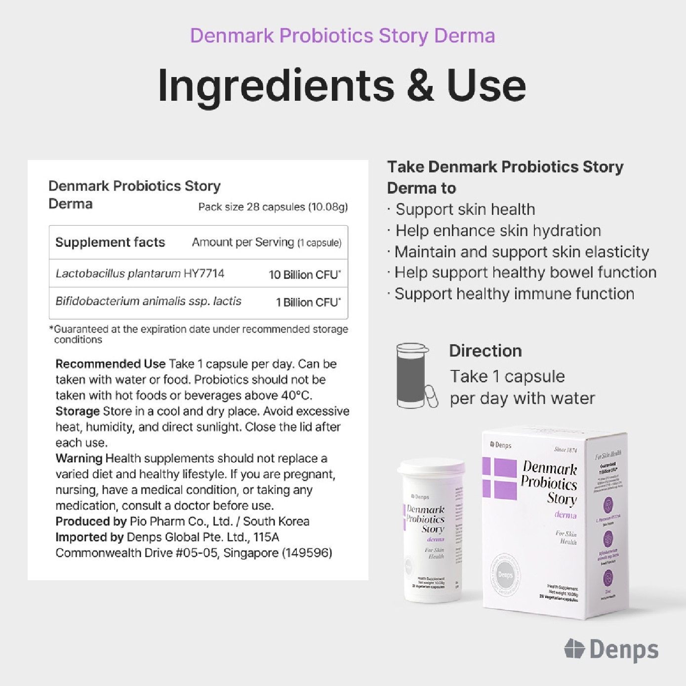 Denmark Probiotics Story Derma For Skin Health Vegetarian Capsule 28s