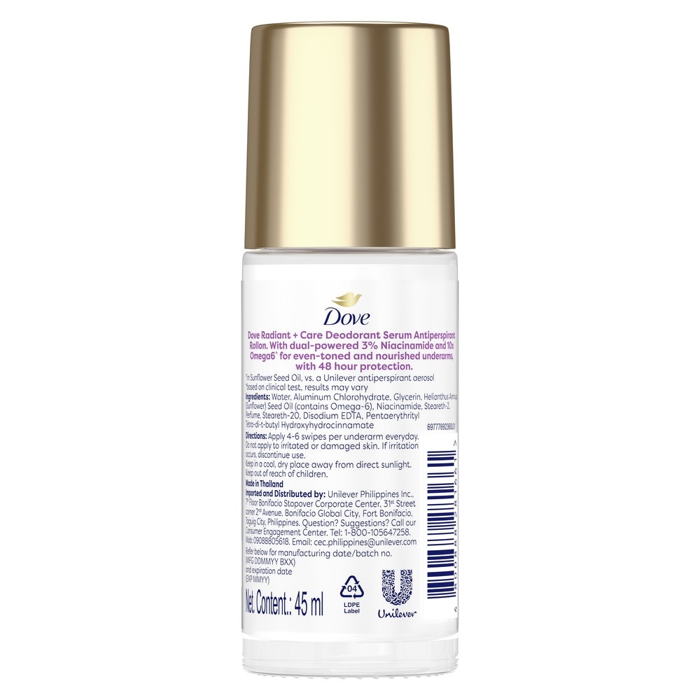 Radiant + Care Deodorant Serum Roll-on 3% Niacinamide + 10x Omega6 45ml