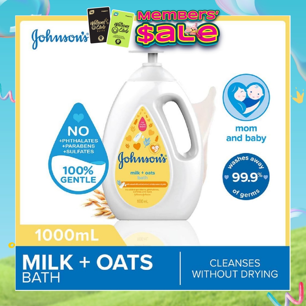 Baby Milk + Oats Moisturizing Bath Cleanses Without Drying (Washes Away 99.9% Germs) 1000ml