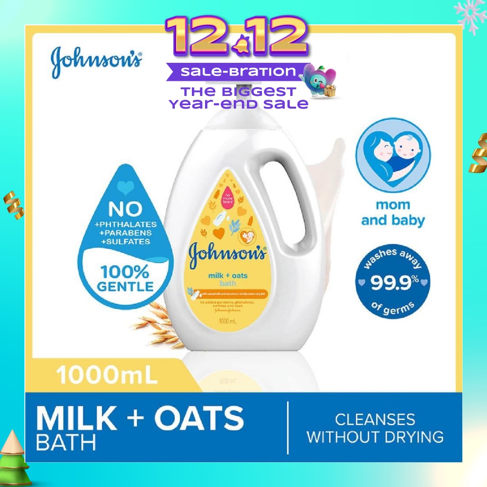 Baby Milk + Oats Moisturizing Bath Cleanses Without Drying (Washes Away 99.9% Germs) 1000ml