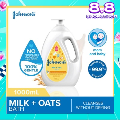 JOHNSON'S Baby Baby Milk + Oats Moisturizing Bath Cleanses Without Drying (Washes Away 99.9% Germs) 1000ml