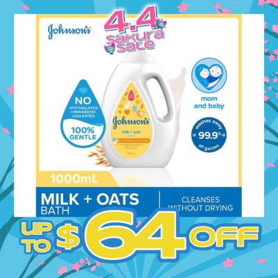 JOHNSON'S Baby - Baby Milk + Oats Moisturizing Bath Cleanses Without Drying (Washes Away 99.9% Germs) 1000ml