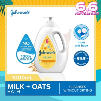 JOHNSON'S Baby Baby Milk + Oats Moisturizing Bath Cleanses Without Drying (Washes Away 99.9% Germs) 1000ml