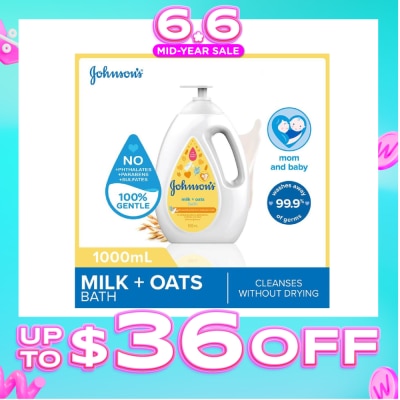 JOHNSON'S Baby - Baby Milk + Oats Moisturizing Bath Cleanses Without Drying (Washes Away 99.9% Germs) 1000ml