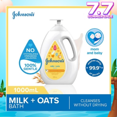 JOHNSON'S Baby Baby Milk + Oats Moisturizing Bath Cleanses Without Drying (Washes Away 99.9% Germs) 1000ml