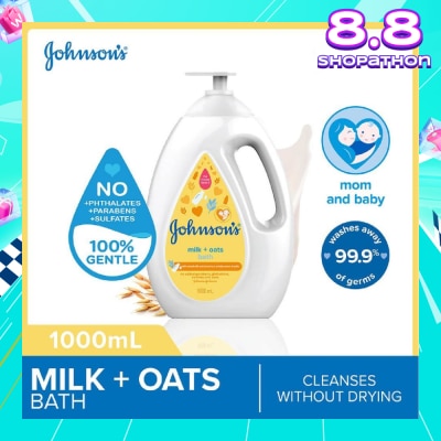 JOHNSON'S Baby Baby Milk + Oats Moisturizing Bath Cleanses Without Drying (Washes Away 99.9% Germs) 1000ml