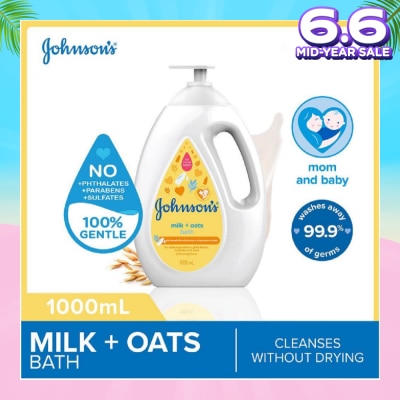 JOHNSON'S Baby Baby Milk + Oats Moisturizing Bath Cleanses Without Drying (Washes Away 99.9% Germs) 1000ml