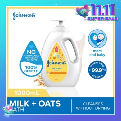 JOHNSON'S Baby Baby Milk + Oats Moisturizing Bath Cleanses Without Drying (Washes Away 99.9% Germs) 1000ml