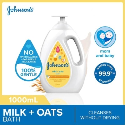 JOHNSON'S BABY Baby Milk + Oats Moisturizing Bath Cleanses Without Drying (Washes Away 99.9% Germs) 1000ml