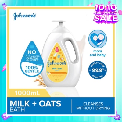 JOHNSON'S Baby Baby Milk + Oats Moisturizing Bath Cleanses Without Drying (Washes Away 99.9% Germs) 1000ml