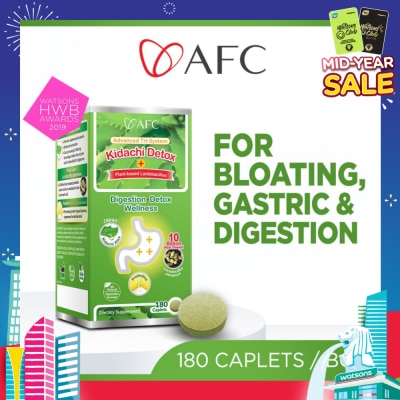 AFC Kidachi Detox Dietary Supplement Softgel (Probiotics For Digestion & Detox Cleanse For Bloating Gastric Constipation Burping Heartburn & Stomach Discomfort) 180s