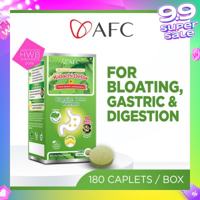 AFC Kidachi Detox Dietary Supplement Softgel (Probiotics For Digestion & Detox Cleanse For Bloating Gastric Constipation Burping Heartburn & Stomach Discomfort) 180s