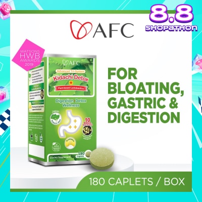 AFC Kidachi Detox Dietary Supplement Softgel (Probiotics For Digestion & Detox Cleanse For Bloating Gastric Constipation Burping Heartburn & Stomach Discomfort) 180s