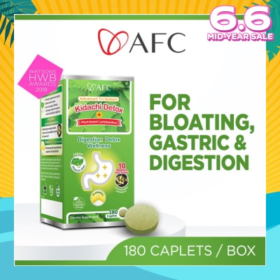 AFC Kidachi Detox Dietary Supplement Softgel (Probiotics For Digestion & Detox Cleanse For Bloating Gastric Constipation Burping Heartburn & Stomach Discomfort) 180s