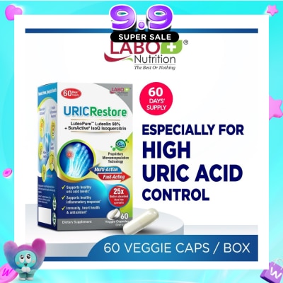 LABO NUTRITION - URICRestore Luteolin & Quercetin Veggie Capsule (Healthy Uric Acid Level and Gout Joint Kidney Support) 60s image