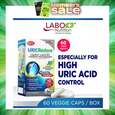 LABO NUTRITION - URICRestore Dietary Supplement Veggie Cap (Luteolin & Quercetin For Healthy Uric Acid Level & Gout Joint Kidney Support) 60s