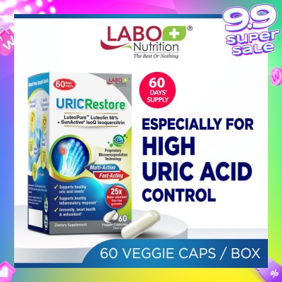 LABO NUTRITION URICRestore Dietary Supplement Veggie Cap (Luteolin & Quercetin For Healthy Uric Acid Level & Gout Joint Kidney Support) 60s