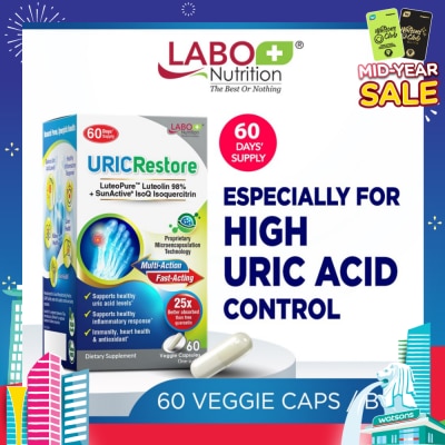 LABO NUTRITION URICRestore Dietary Supplement Veggie Cap (Luteolin & Quercetin For Healthy Uric Acid Level & Gout Joint Kidney Support) 60s