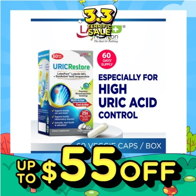 LABO NUTRITION URICRestore Dietary Supplement Veggie Cap (Luteolin & Quercetin For Healthy Uric Acid Level & Gout Joint Kidney Support) 60s