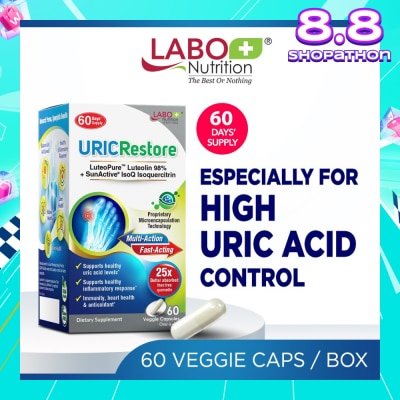 LABO NUTRITION URICRestore Dietary Supplement Veggie Cap (Luteolin & Quercetin For Healthy Uric Acid Level & Gout Joint Kidney Support) 60s