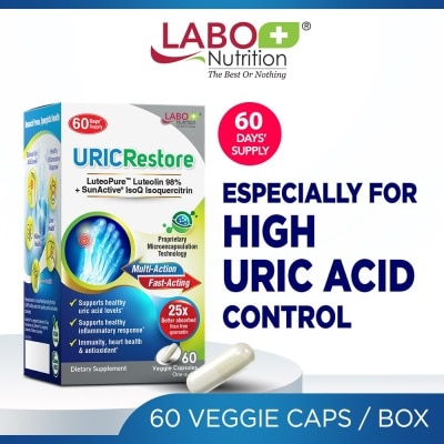 LABO NUTRITION URICRestore Dietary Supplement Veggie Cap (Luteolin & Quercetin For Healthy Uric Acid Level & Gout Joint Kidney Support) 60s