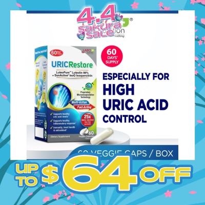 LABO NUTRITION - URICRestore Dietary Supplement Veggie Cap (Luteolin & Quercetin For Healthy Uric Acid Level & Gout Joint Kidney Support) 60s