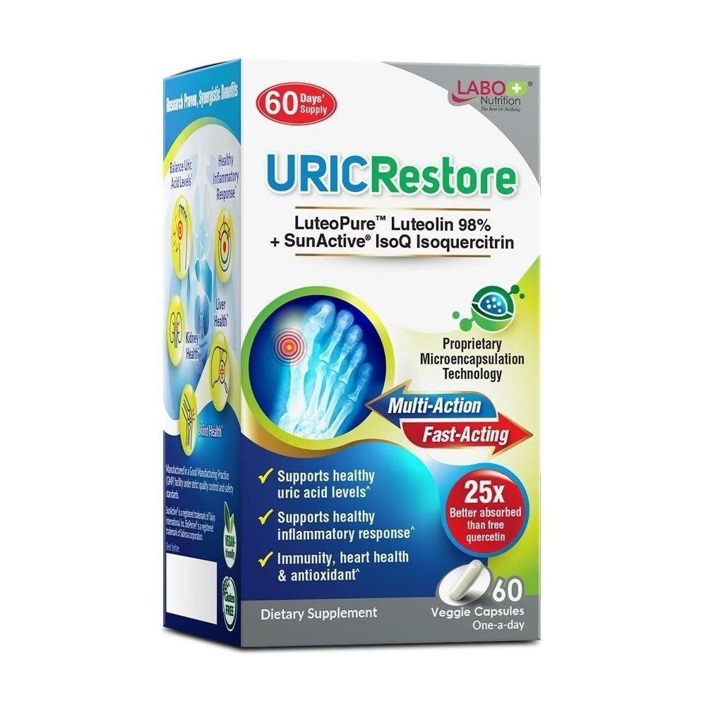 URICRestore Luteolin & Quercetin Veggie Capsule (Healthy Uric Acid Level and Gout Joint Kidney Support) 60s