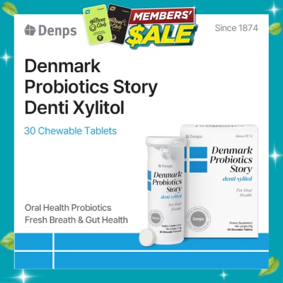 DENPS Denmark Probiotics Story Denti Xylitol For Oral Health Chewable Tablet 30s (Expiry: Aug`2027) image