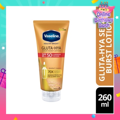 VASELINE Healthy Bright Gluta-HYA Serum Burst Lotion SPF 50 PA+++ (For Maximum Glowing Skin) 260ml