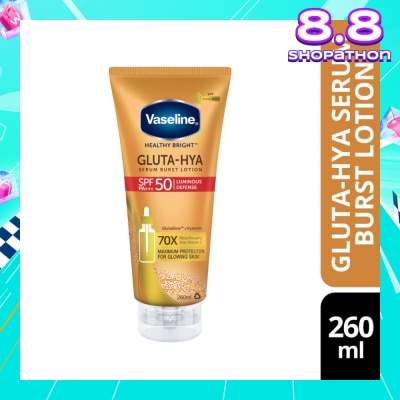 VASELINE Healthy Bright Gluta-HYA Serum Burst Lotion SPF 50 PA+++ (For Maximum Glowing Skin) 260ml