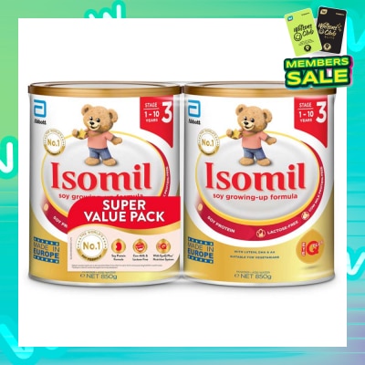 ISOMIL Soy Growing-Up Formula Stage 3 Twin Pack (1-10 Years and Suitable For Vegetarian) 850g x 2s (Expiry: Feb`2026)